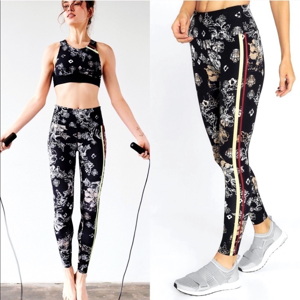 Free People Movement Black Floral High Rise Leggings
